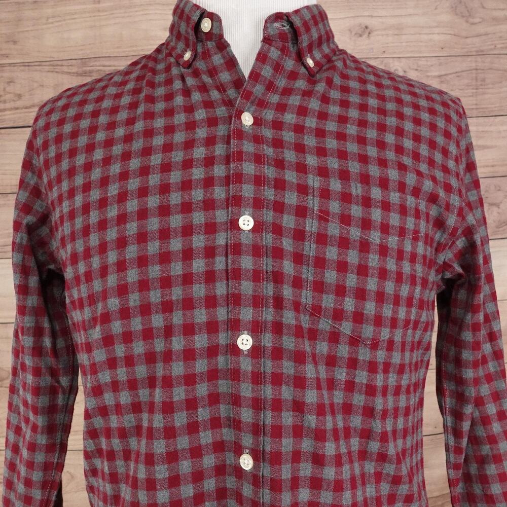 Bonobos Shirt Mens Medium Red Check Flannel-Like Long Sleeve Button Up‎ Slim Fit